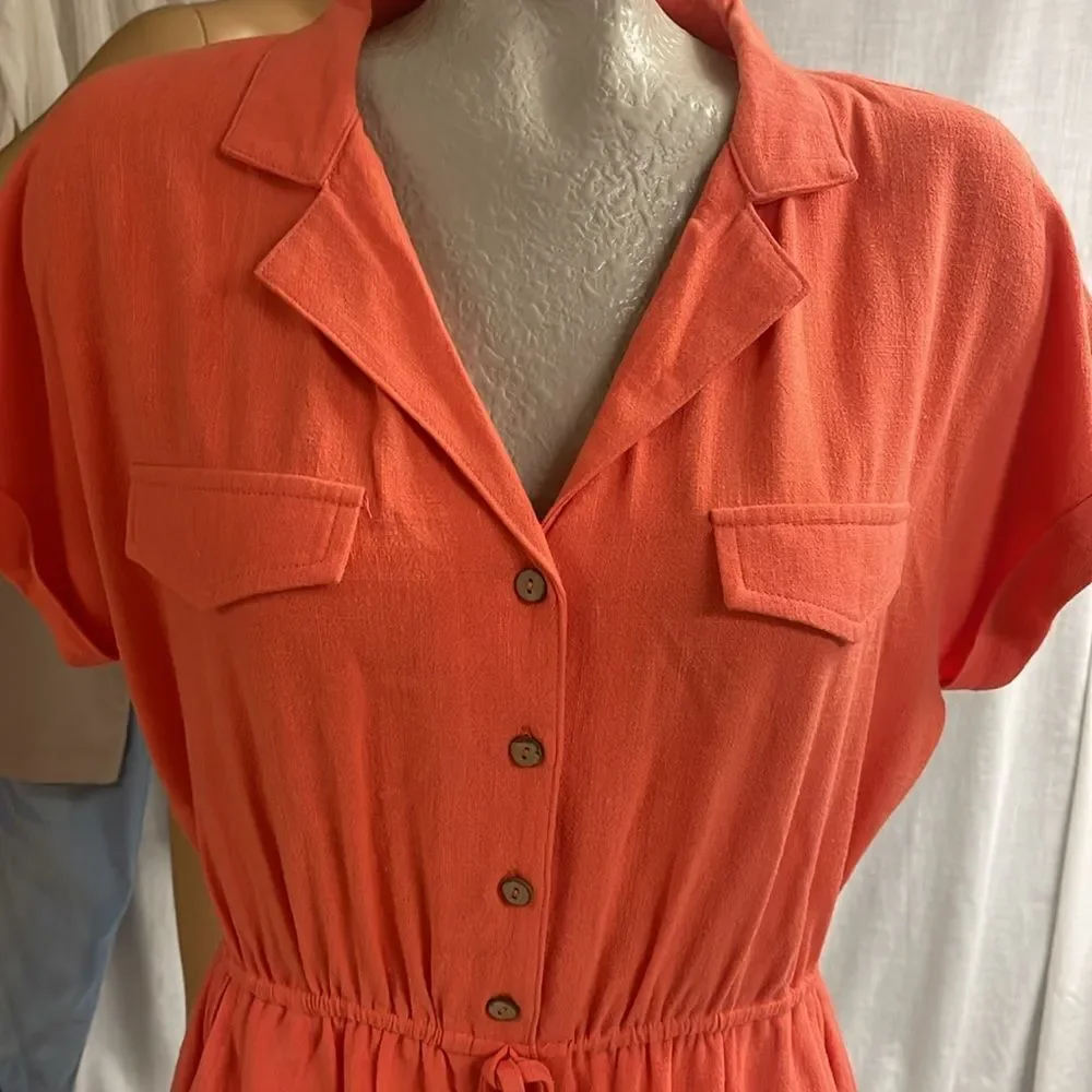 She + Sky romper, orange, drop shoulder, short sleeve Size S - Picture 4 of 5